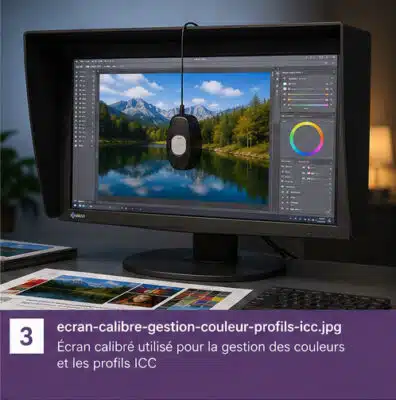 Écran calibré utilisé pour la gestion des couleurs et les profils ICC